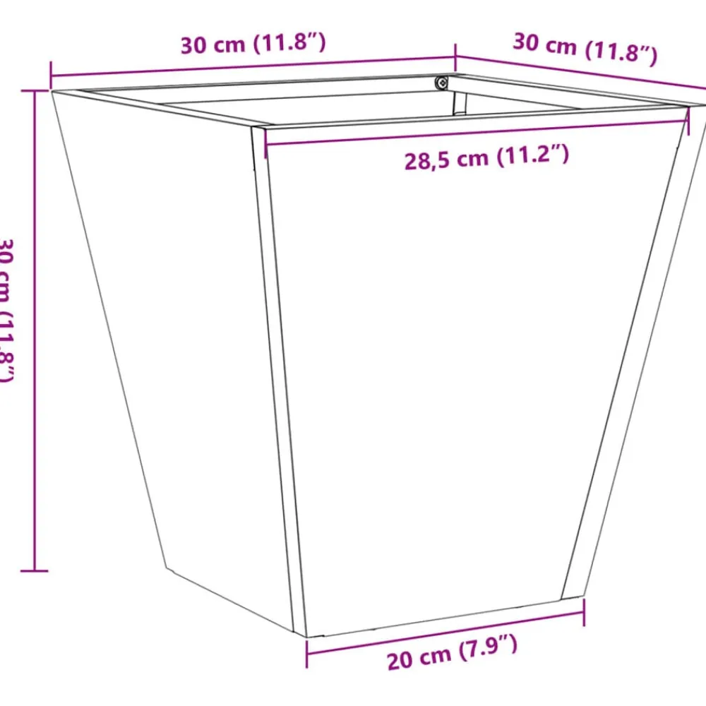 vidaXL Jardinera hexagonal acero negra 30x30x30 cm Acero/Negro