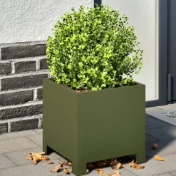 vidaXL Jardín-Jardinera hexagonal acero verde oliva 30x30x30 cm