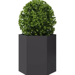 vidaXL Jardinera hexagonal acero negra 46x40x45 cm Acero/Negro New