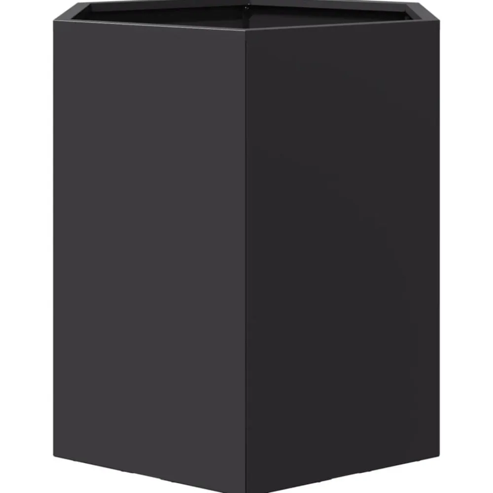 vidaXL Jardinera hexagonal acero negra 46x40x45 cm Acero/Negro New