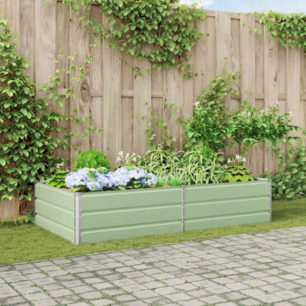 vidaXL Jardinera Verde Pastel 195 x 100 x 45 cm Acero Galvanizado Verde claro Clearance