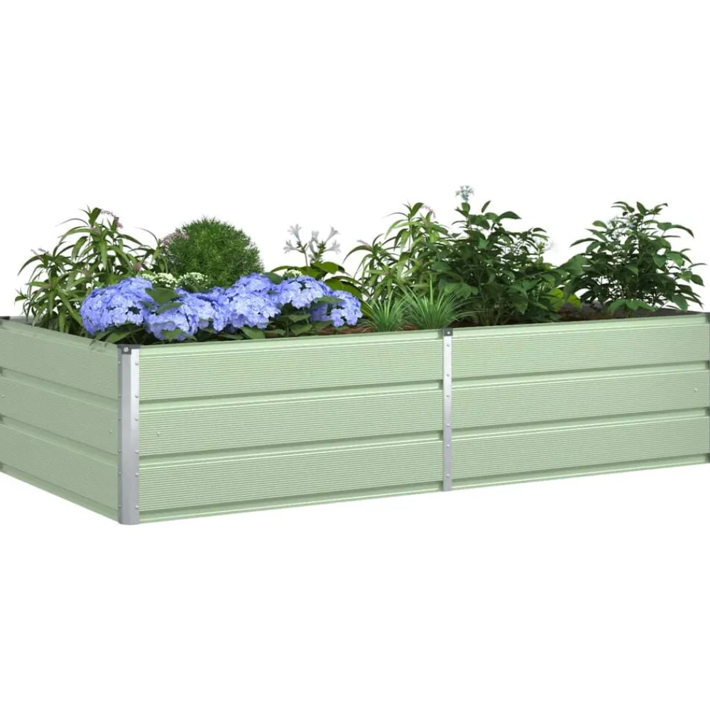 vidaXL Jardinera Verde Pastel 195 x 100 x 45 cm Acero Galvanizado Verde claro Clearance