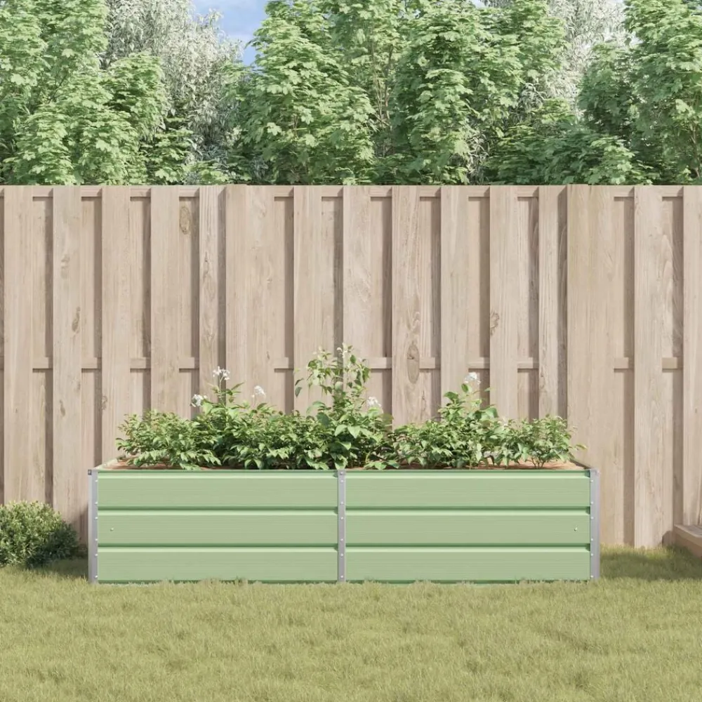 vidaXL Jardinera Verde Pastel 195 x 100 x 45 cm Acero Galvanizado Verde claro Clearance
