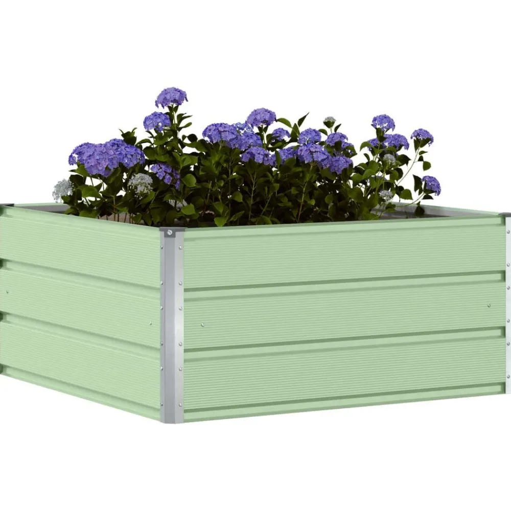 vidaXL Jardinera Pastel 100 x 100 x 45 cm Acero Verde Discount