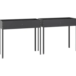 vidaXL Jardín-Jardineras 2 unidades acero galvanizado gris antracita