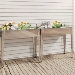vidaXL Jardineras 2 unidades acero galvanizado