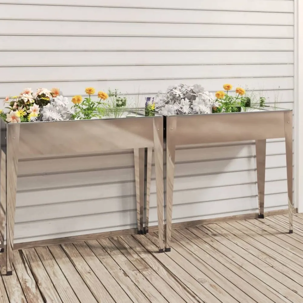 vidaXL Jardineras 2 unidades acero galvanizado