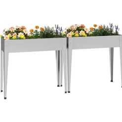 vidaXL Jardineras 2 unidades acero galvanizado