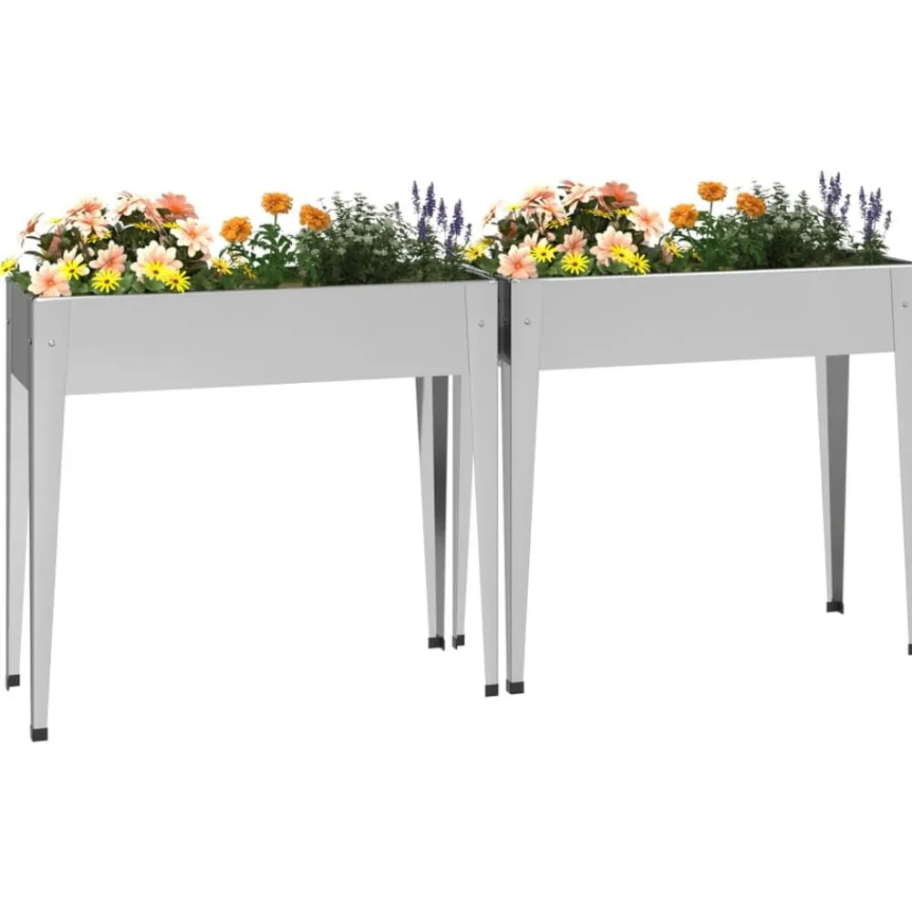 vidaXL Jardineras 2 unidades acero galvanizado