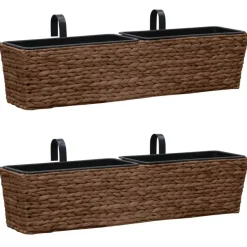vidaXL Jardineras 2 unidades jacinto de agua marrón Marr&oacute;n Best