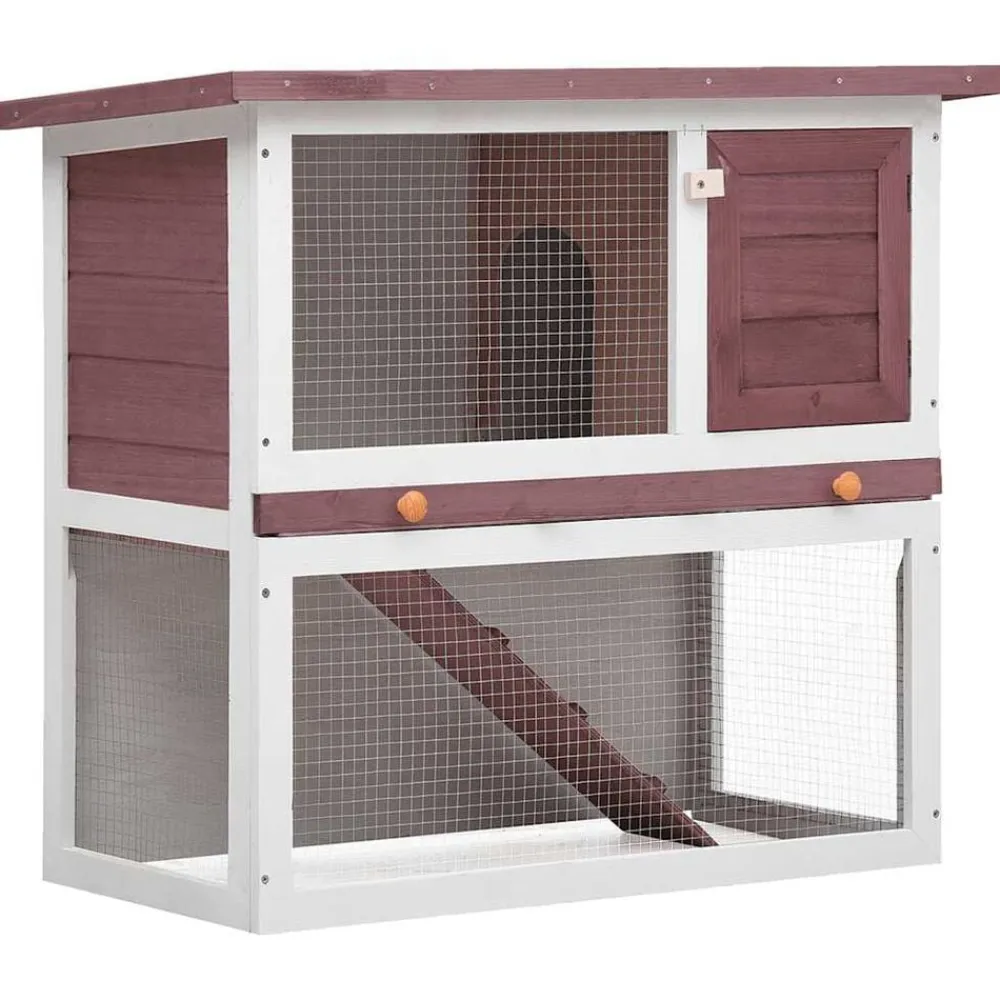 vidaXL Jaula conejera con 1 puerta madera marrón Marrón Hot