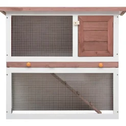 vidaXL Jaula conejera con 1 puerta madera marrón Marrón Hot