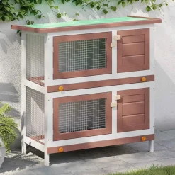 vidaXL Productos Para Mascotas-Jaula conejera con 4 puertas madera