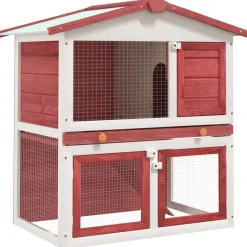 vidaXL Productos Para Mascotas-Jaula conejera con 3 puertas madera