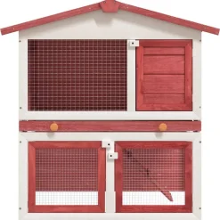 vidaXL Productos Para Mascotas-Jaula conejera con 3 puertas madera
