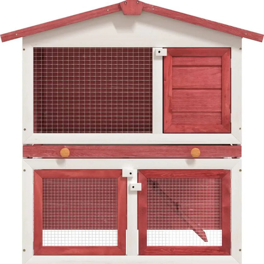 vidaXL Productos Para Mascotas-Jaula conejera con 3 puertas madera