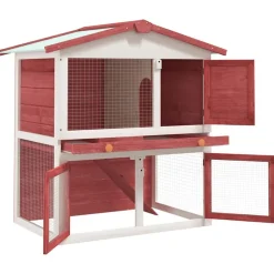 vidaXL Productos Para Mascotas-Jaula conejera con 3 puertas madera