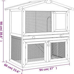 vidaXL Jaula conejera con 3 puertas madera marrón Marr&oacute;n Online