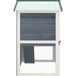 vidaXL Jaula conejera con 3 puertas madera Gris Clearance