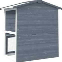 vidaXL Jaula conejera con 3 puertas madera Gris Clearance