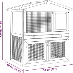 vidaXL Jaula conejera con 3 puertas madera Gris Clearance