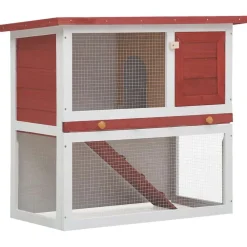 vidaXL Jaula conejera con 1 puerta madera Rojo Online