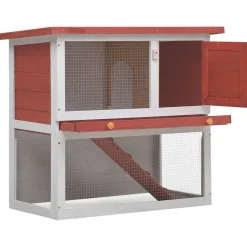 vidaXL Jaula conejera con 1 puerta madera Rojo Online