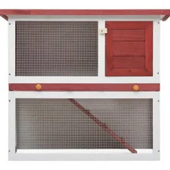 vidaXL Jaula conejera con 1 puerta madera Rojo Online