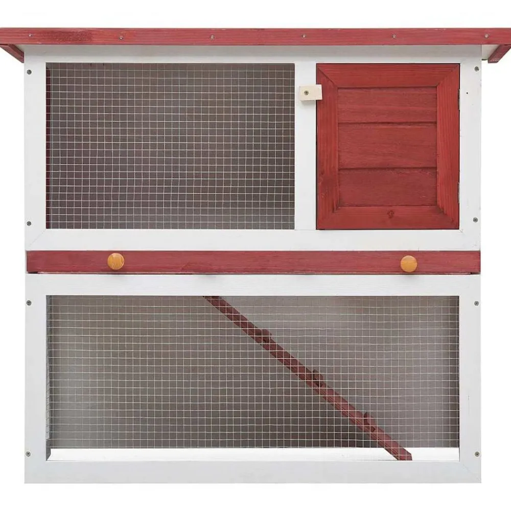 vidaXL Jaula conejera con 1 puerta madera Rojo Online