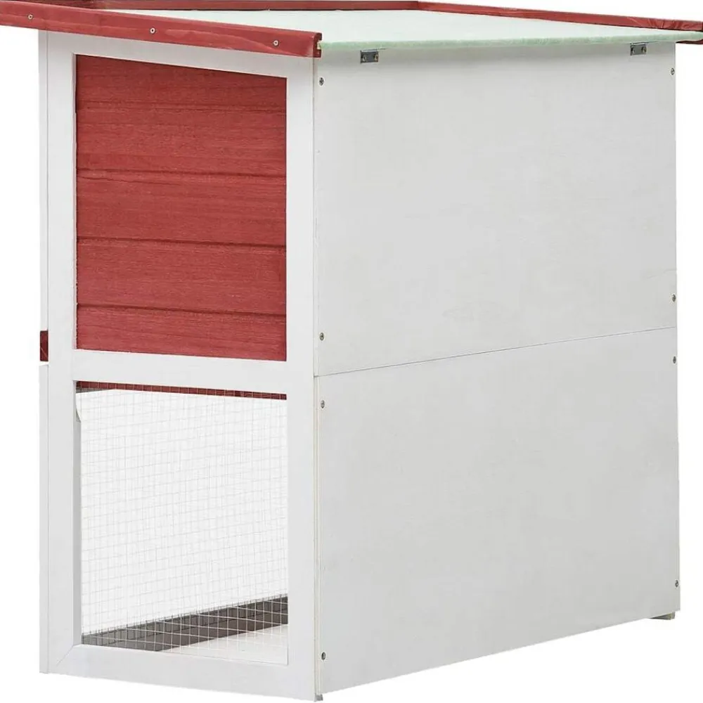 vidaXL Jaula conejera con 1 puerta madera Rojo Online