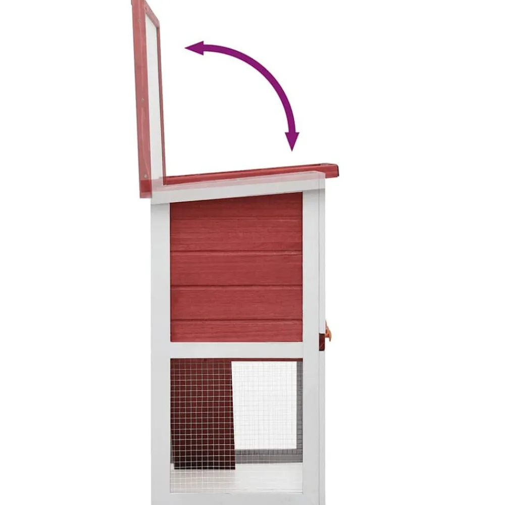 vidaXL Jaula conejera con 1 puerta madera Rojo Online