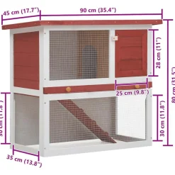 vidaXL Jaula conejera con 1 puerta madera Rojo Online