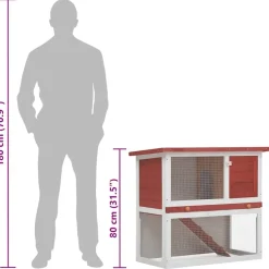 vidaXL Jaula conejera con 1 puerta madera Rojo Online