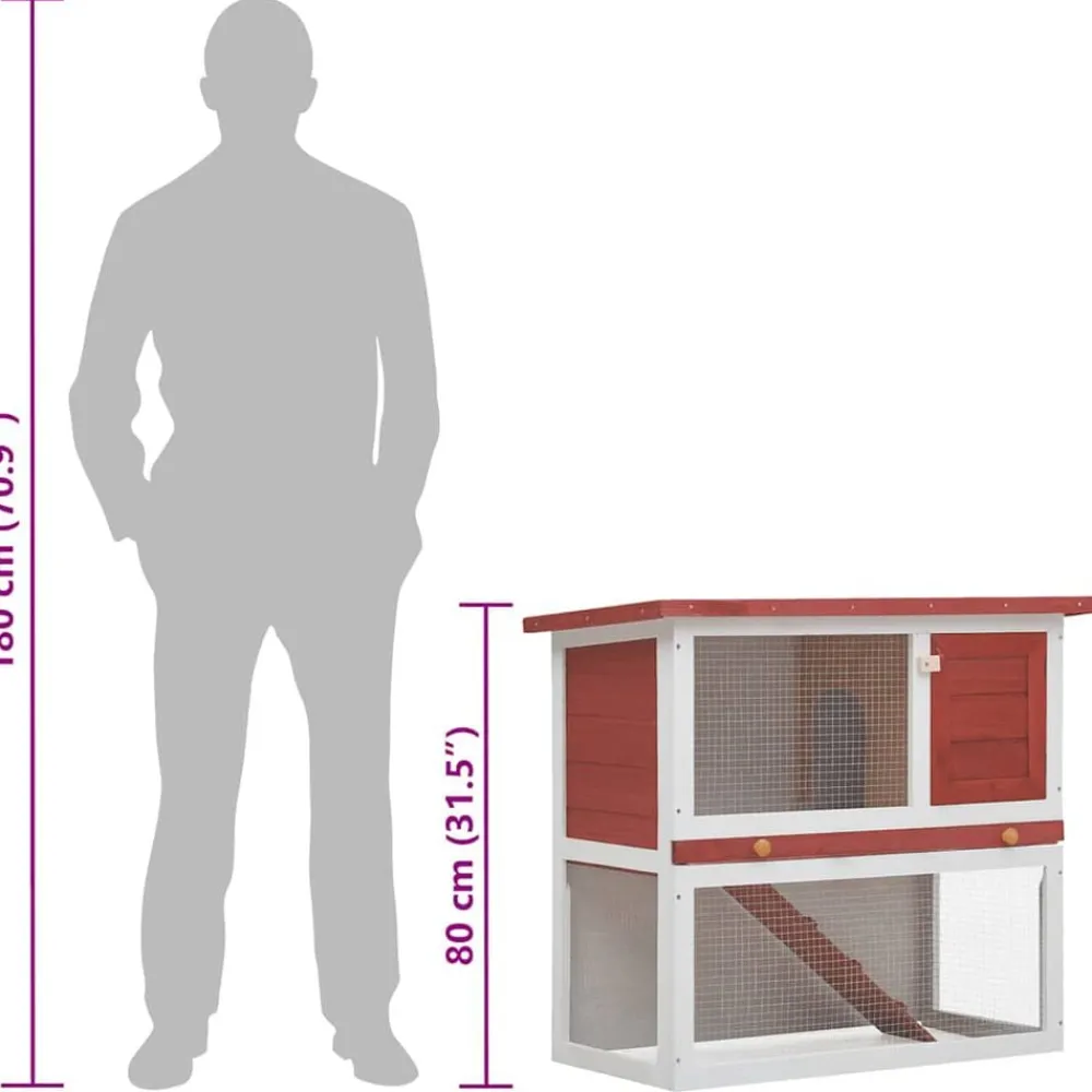 vidaXL Jaula conejera con 1 puerta madera Rojo Online