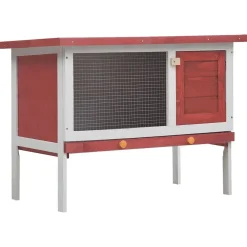 vidaXL Jaula conejera de 1 piso madera Rojo Discount