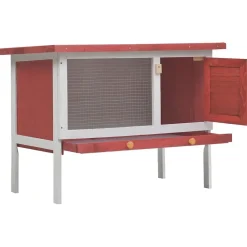 vidaXL Jaula conejera de 1 piso madera Rojo Discount