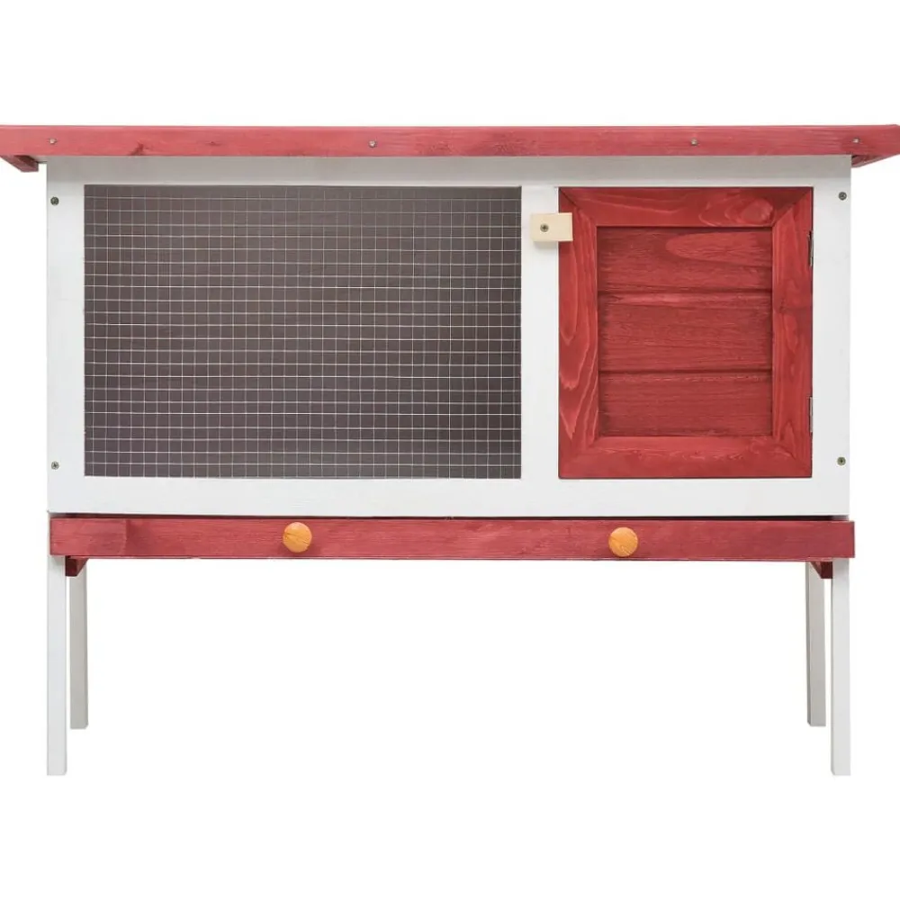 vidaXL Jaula conejera de 1 piso madera Rojo Discount