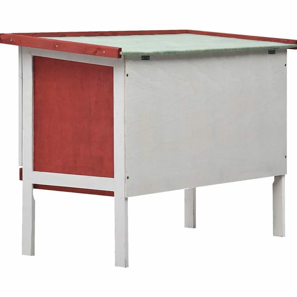 vidaXL Jaula conejera de 1 piso madera Rojo Discount