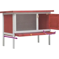 vidaXL Jaula conejera de 1 piso madera Rojo Discount
