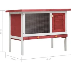 vidaXL Jaula conejera de 1 piso madera Rojo Discount