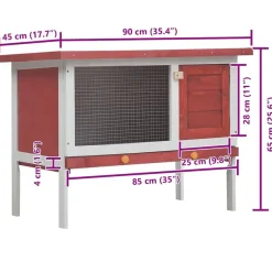 vidaXL Jaula conejera de 1 piso madera Rojo Discount