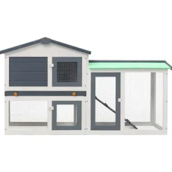 vidaXL Jaula de animales grande madera 145x45x84 cm Gris y blanco Sale