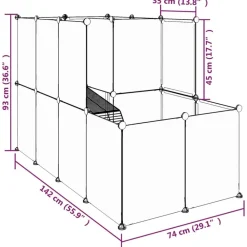 vidaXL Productos Para Mascotas-Jaula de animales pequeños PP y acero 142x74x93 cm