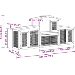 vidaXL Productos Para Mascotas-Jaula de animales grande madera 201x45x85 cm