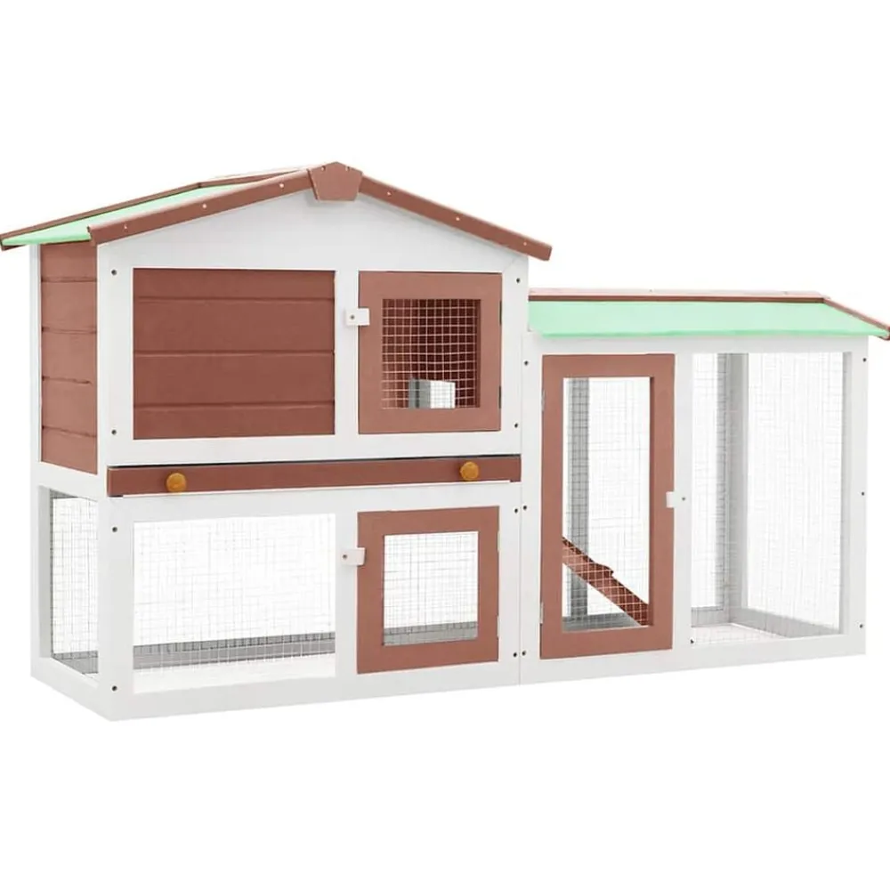vidaXL Jaula de animales grande madera marrón y blanco 145x45x84 cm Marrón y blanco Online