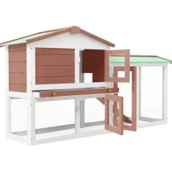 vidaXL Jaula de animales grande madera marrón y blanco 145x45x84 cm Marrón y blanco Online
