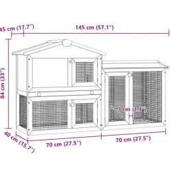 vidaXL Jaula de animales grande madera marrón y blanco 145x45x84 cm Marrón y blanco Online