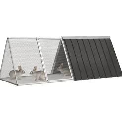 vidaXL Productos Para Mascotas-Jaula de conejos acero galvanizado 201,5x80,5x71 cm