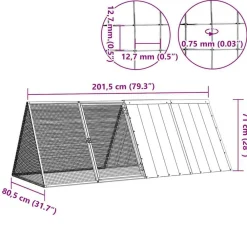 vidaXL Productos Para Mascotas-Jaula de conejos acero galvanizado 201,5x80,5x71 cm