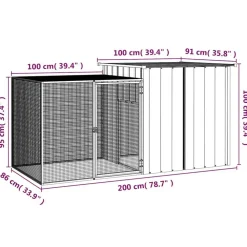 vidaXL Productos Para Mascotas-Jaula de conejos acero galvanizado 200x91x100 cm